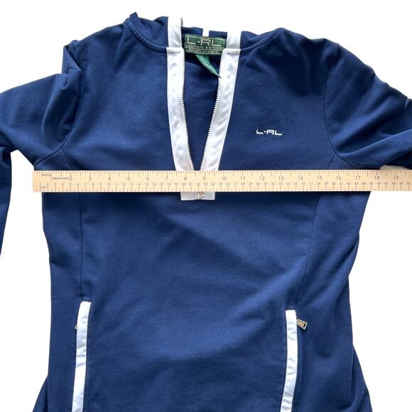 Lauren Active by Ralph Lauren Pullover Hoodie Blue White Pockets Womens Size S - Picture 6 of 7